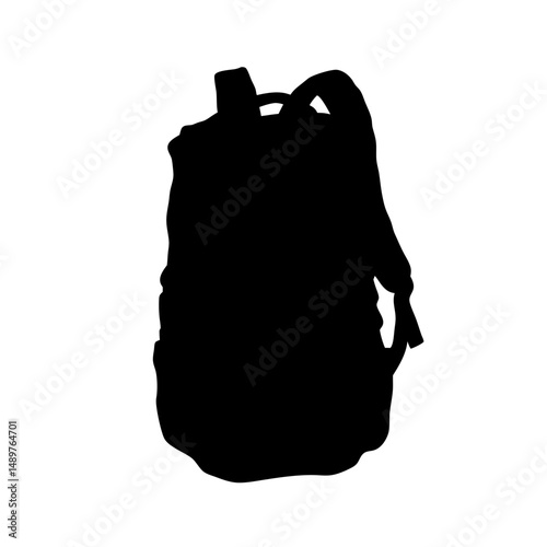 Backpack silhouette for hiking and travel gear vector illustration