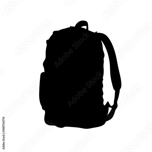 Backpack silhouette for hiking and travel gear vector illustration