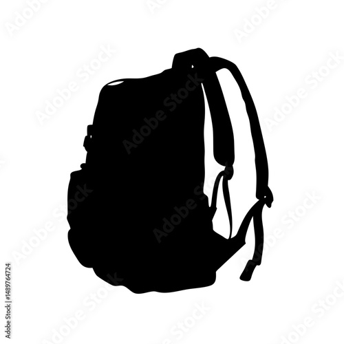 Backpack silhouette for hiking and travel gear vector illustration