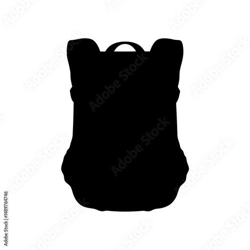 Backpack silhouette for hiking and travel gear vector illustration