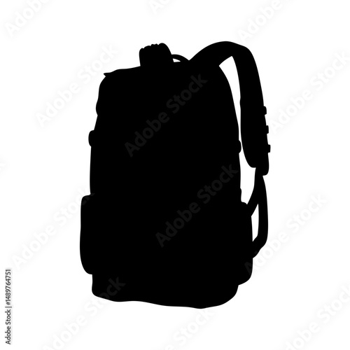 Backpack silhouette for hiking and travel gear vector illustration