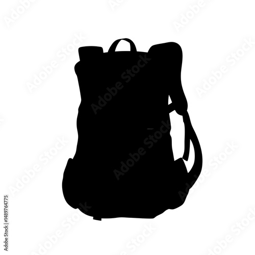 Backpack silhouette for hiking and travel gear vector illustration