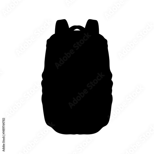 Backpack silhouette for hiking and travel gear vector illustration