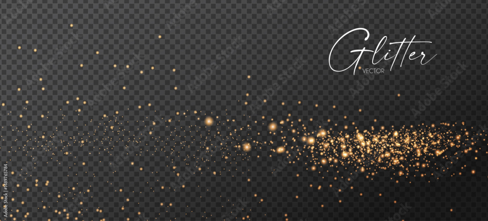 Gold glitter transparent effect. Elegant luxury gold dust. Shining light effect. Golden dust
