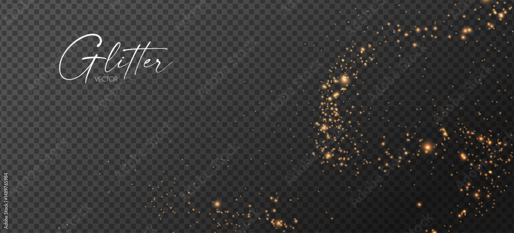 Obraz premium Gold glitter transparent effect. Elegant luxury gold dust. Shining light effect. Golden dust