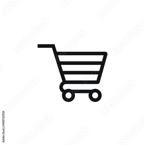 Shopping cart icon in black and white, for web design