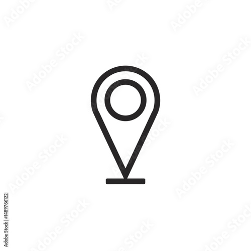Simple location pin on white, for navigation or maps, with copy space