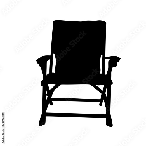Portable chair silhouette for camping and outdoor leisure vector illustration