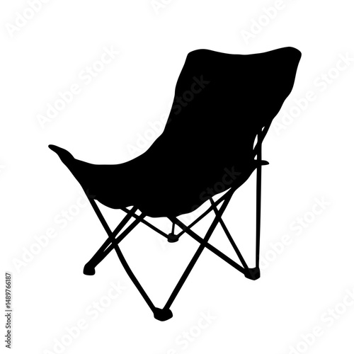 Portable chair silhouette for camping and outdoor leisure vector illustration