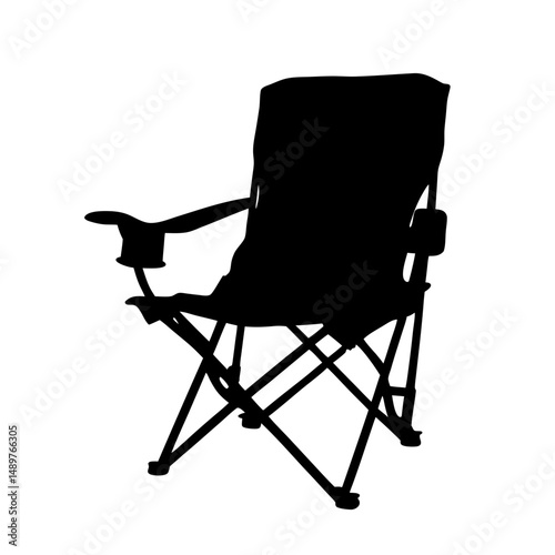 Portable chair silhouette for camping and outdoor leisure vector illustration