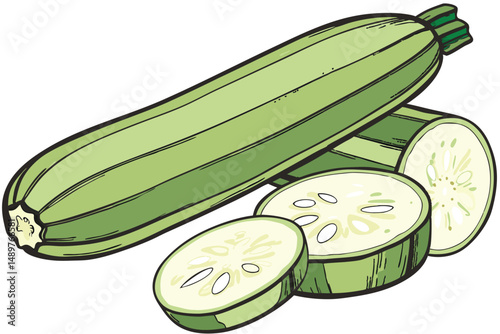 65 closeup of fresh, ripe green zucchini or courgette, vibrant colors, natural lighting, high detail, realistic, 8k resolution