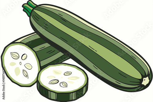 65 closeup of fresh, ripe green zucchini or courgette, vibrant colors, natural lighting, high detail, realistic, 8k resolution
