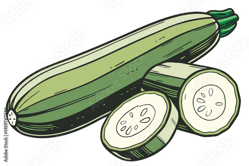 65 closeup of fresh, ripe green zucchini or courgette, vibrant colors, natural lighting, high detail, realistic, 8k resolution