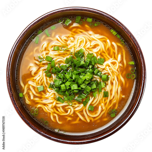 Brown noodle soup isolated on transparent background