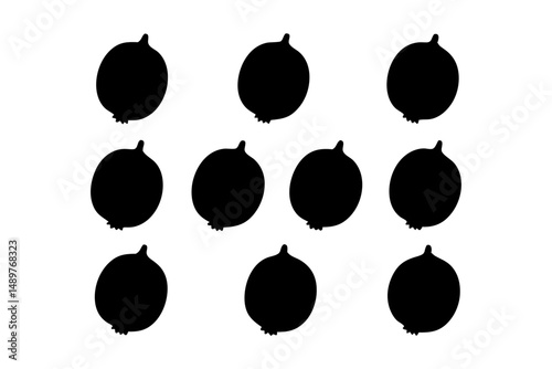 Blackcurrant fruit minimalist silhouette set vector illustration