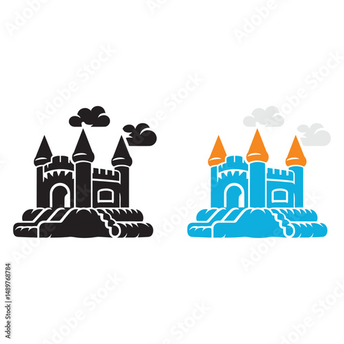 Bouncy castle vector on a white background. Bouncy castle icon
