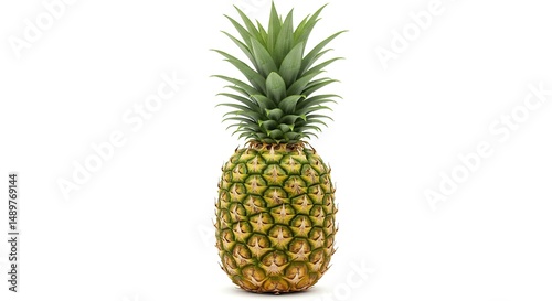 Whole Ripe Pineapple Isolated on White Background