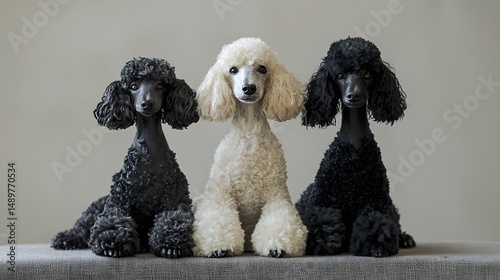 Three Poodles of Different Colors Posed Gracefully Together