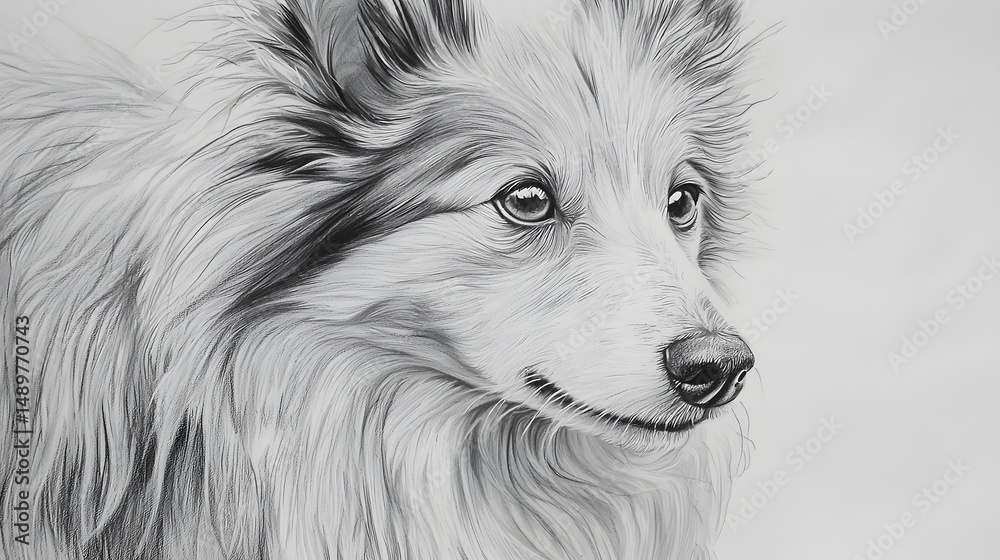 Fototapeta Detailed Sketch of a Beautiful Dog Showcasing Personality and Grace