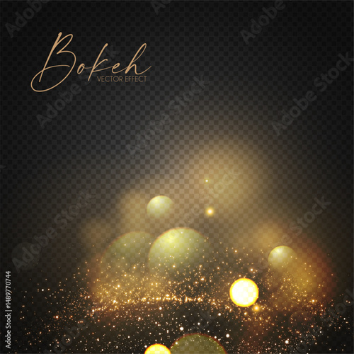 Abstract gold bokeh background. Shining transparent light effect. textured space