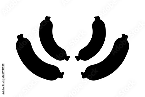 Pair of sausage silhouettes black food icon set vector illustration