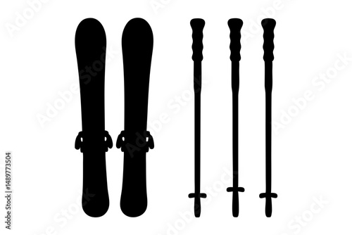 Winter sports equipment silhouette set vector illustration