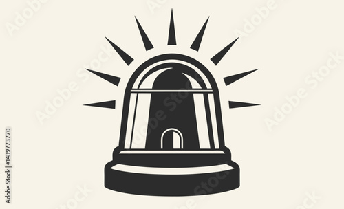 Emergency siren icon, Alert light silhouette, Warning beacon vector
