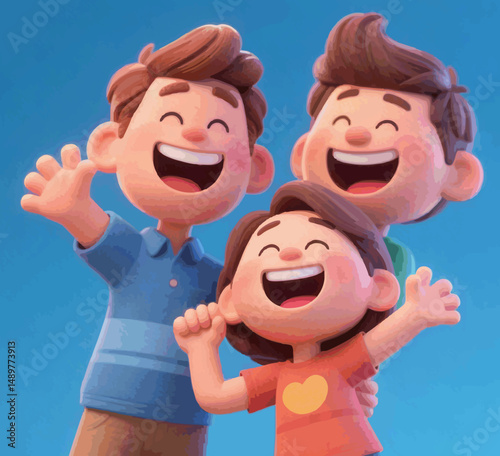 Joyful Family Moments in a Cartoon World