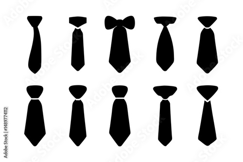 Black tie fashion icon silhouettes vector illustration