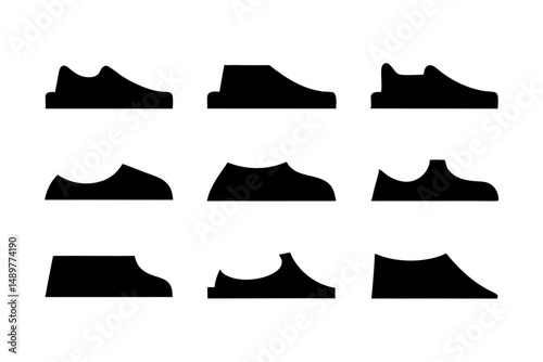Skate ramp silhouette collection for extreme sports vector illustration