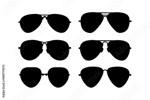 Aviator sunglasses silhouette styles collection vector illustration