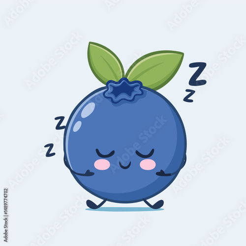 Blueberry character with sleepy eyes and “Zzz”. Great for teaching emotions and bedtime materials for kids