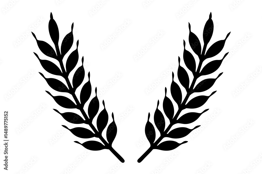 Obraz premium Wheat sprigs minimal design silhouette set vector illustration