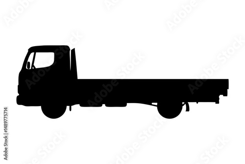 Flatbed truck with two axles silhouette set vector illustration