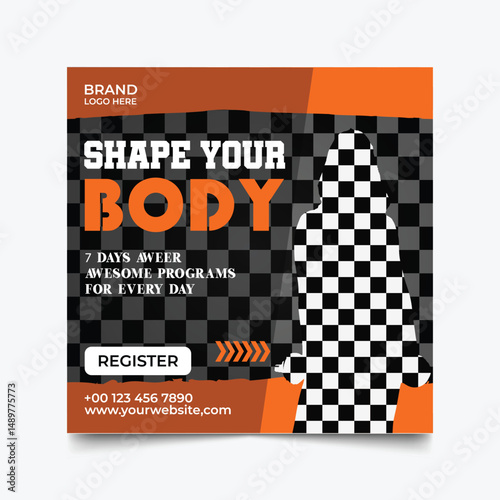 Shape Your Body : A fitness-themed social media post, using compelling visuals, highlighting a body-shaping program.
