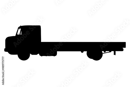 Flatbed truck with two axles silhouette set vector illustration
