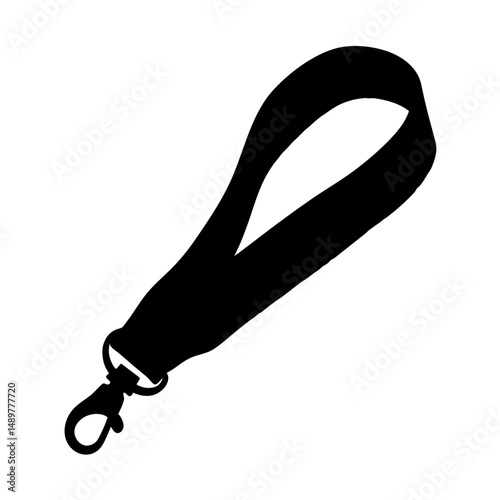 Wrist Lanyard Strap with Lobster Claw Clasp Silhouette Vector Illustration