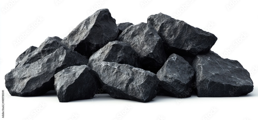 Fototapeta premium Pile of dark gray rocks (1)