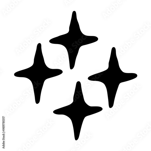 Sparkle four pointed star shape silhouettes vector illustration