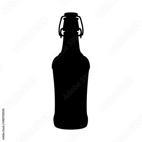 Kombucha bottle black silhouette soft drink icon vector illustration