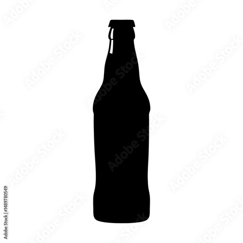 Kombucha bottle black silhouette soft drink icon vector illustration
