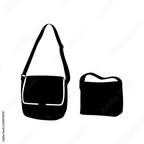 Messenger shoulder bag silhouette vector illustration