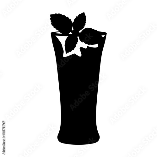 Mojito cocktail with mint silhouette vector illustration