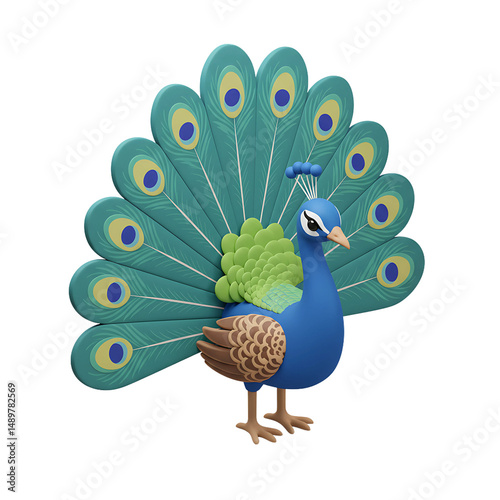 3D Colorful Peacock Model with Detailed Feathers