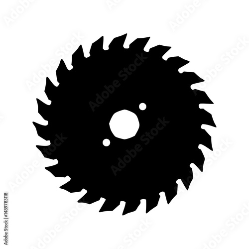 Circular saw blade cutting tool silhouette vector illustration