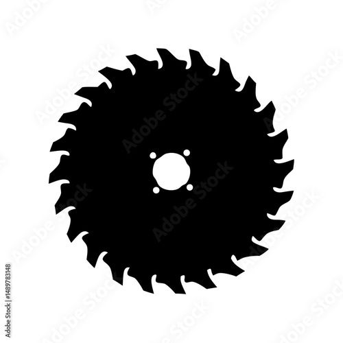 Circular saw blade cutting tool silhouette vector illustration