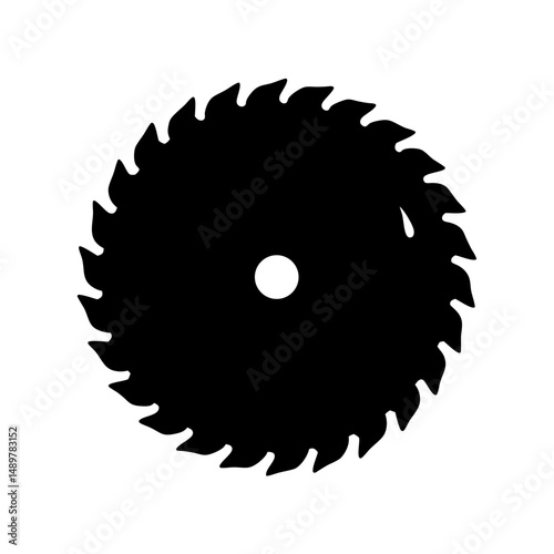 Circular saw blade cutting tool silhouette vector illustration