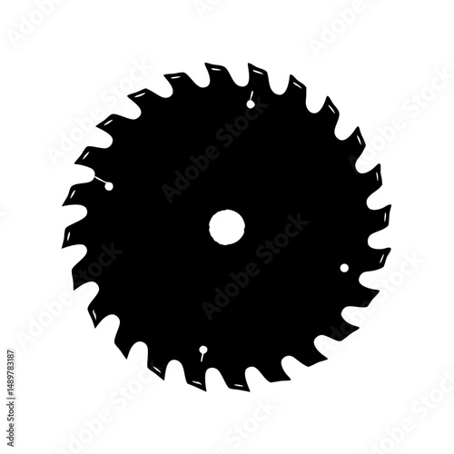 Circular saw blade cutting tool silhouette vector illustration