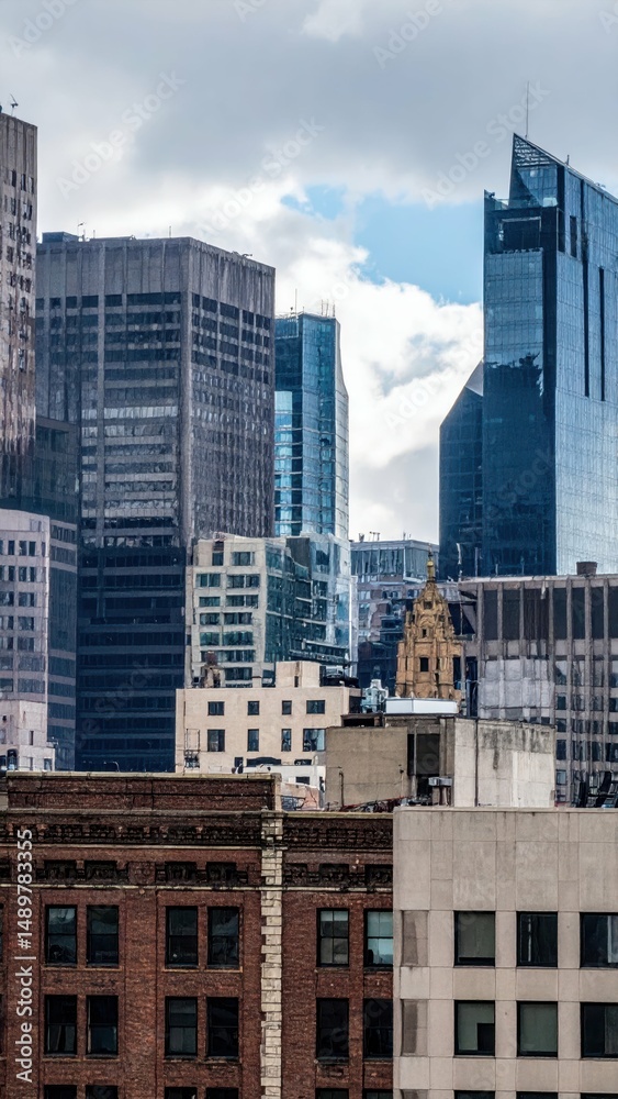 Obraz premium Urban Skyline with Varied Textures of Glass, Steel, and Concrete