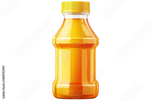 Refreshing citrus elixir in a clear bottle promising a burst of sunshine and natural energy on transparent background